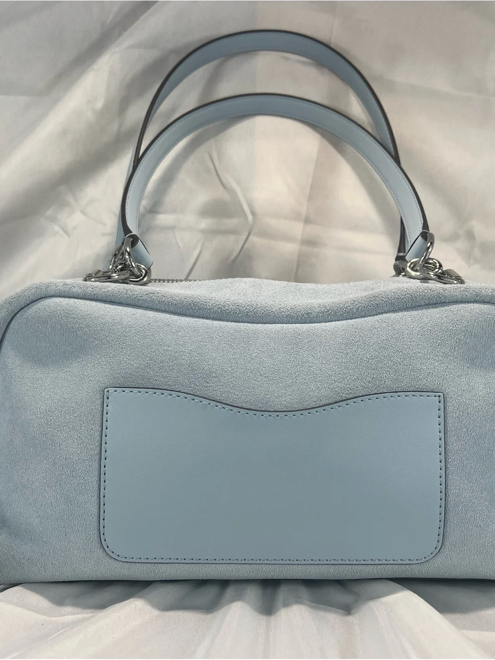Michael Kors Cecily Medium Pale Ocean Suede Shoulder Bag & Wallet Set EUC